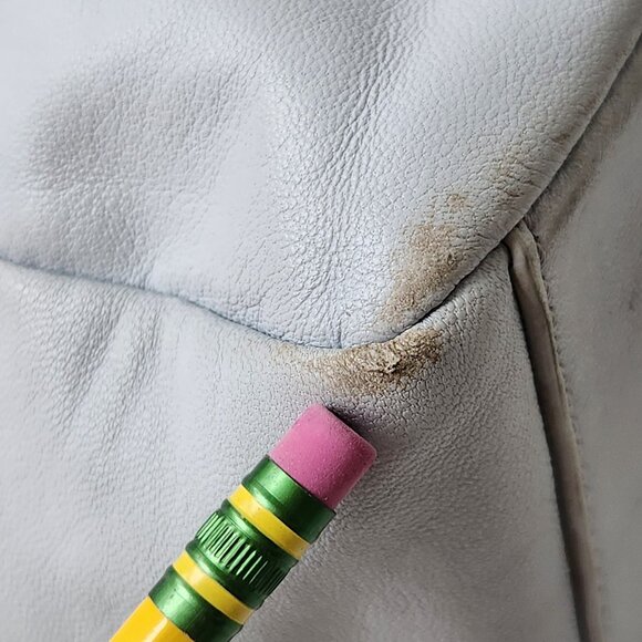 Vince Camuto Jass Quilted Puffy Large Shoulder Bag Tote Gray Faux Leather Soft - Picture 12 of 13